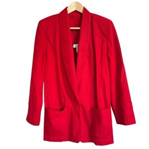 Andre Chateau Vintage Red Collar Blazer Jacket Made in USA Size 8 Shoulder pads